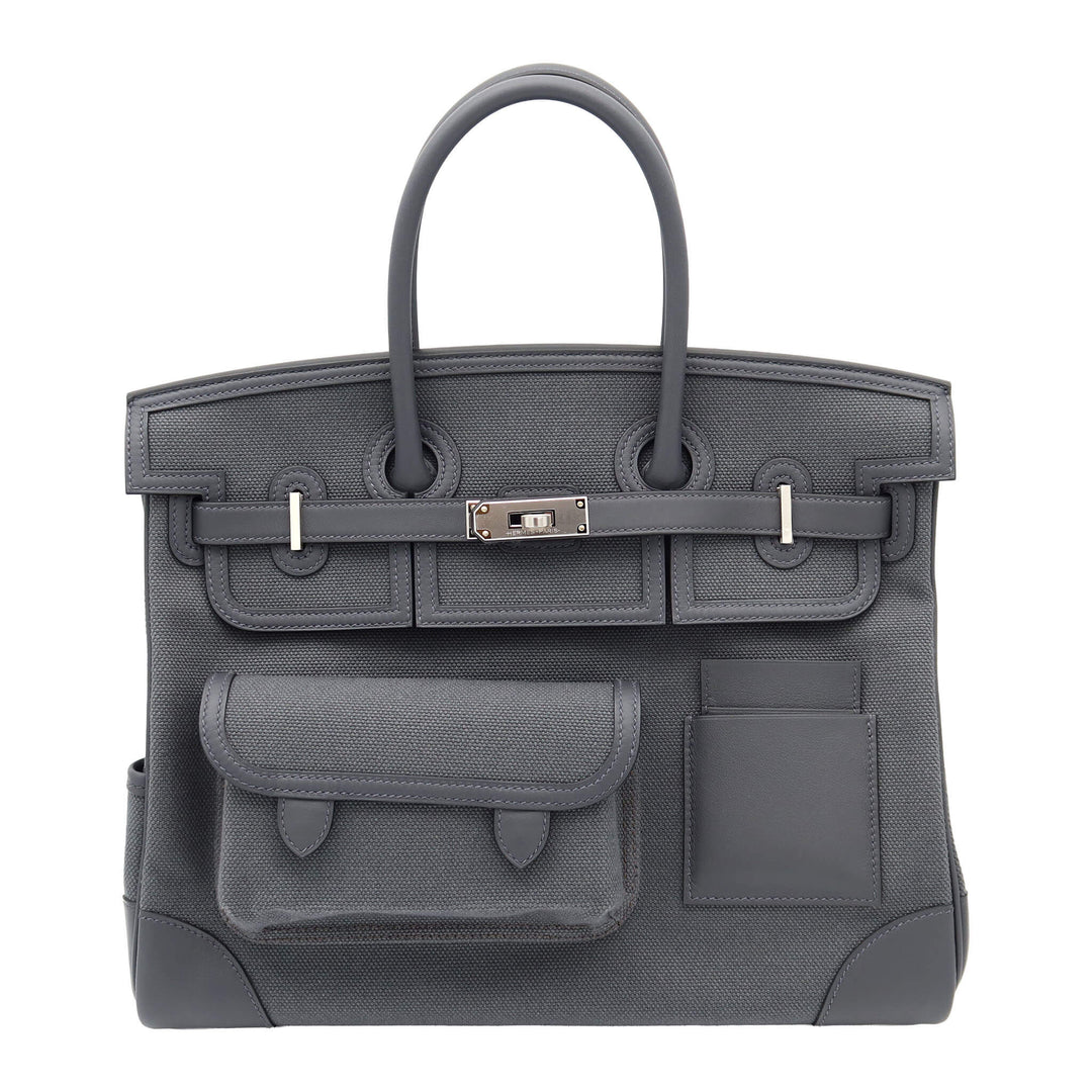 HERMÈS エルメス バーキン35 カーゴ グリミスティ トワルアッシュ/スイフト シルバー金具 K刻印