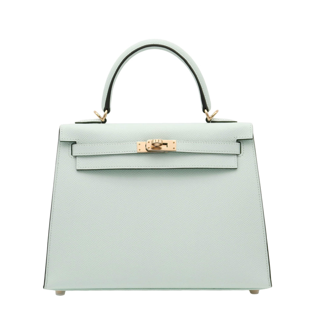 HERMES エルメス ケリー25 外 ヴェールペパーミント エプソン シャンパンゴールド金具 K刻印