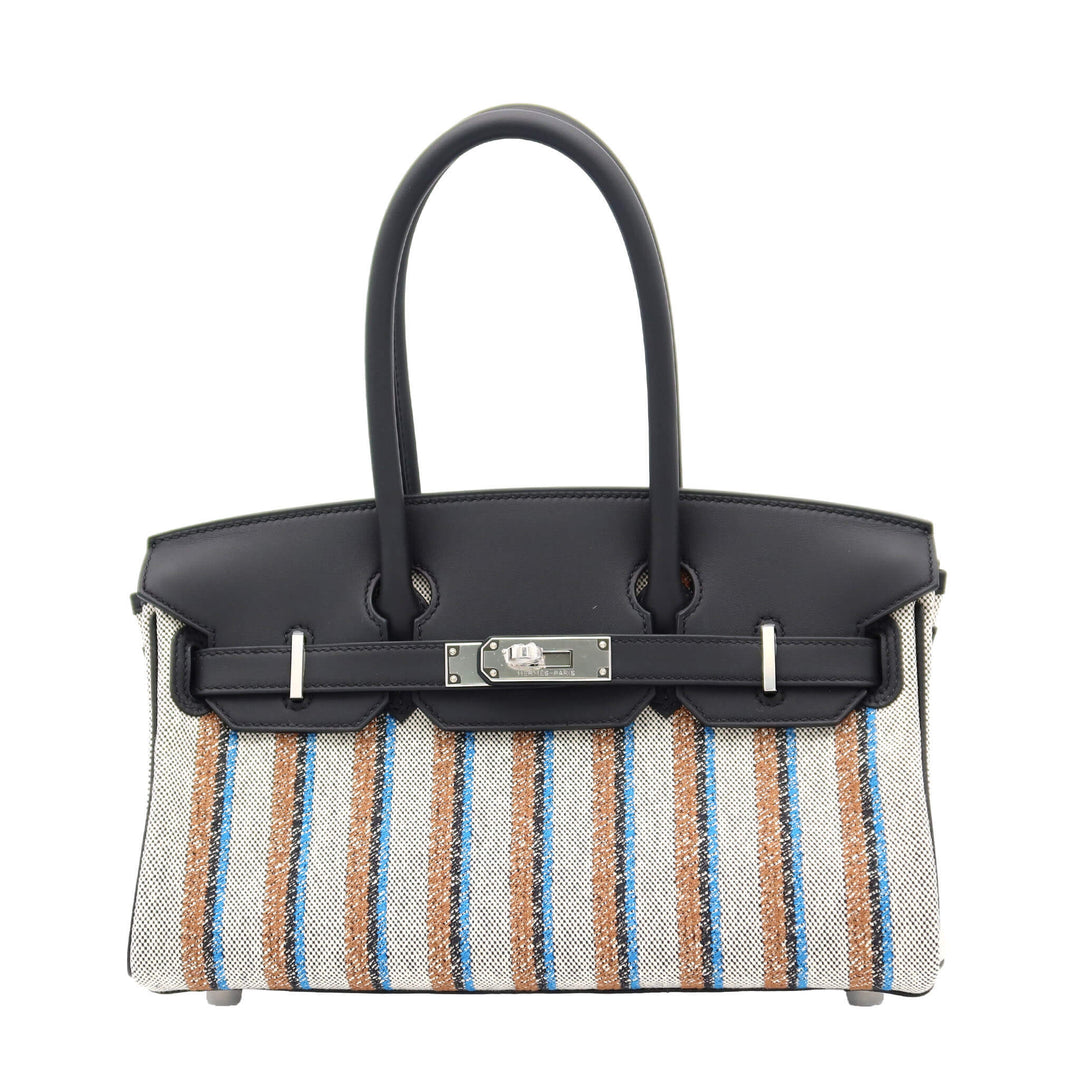 HERMES エルメス バーキンショルダー ライト 29 ブラック マルチカラー スイフト/トワル シルバー金具 K刻印