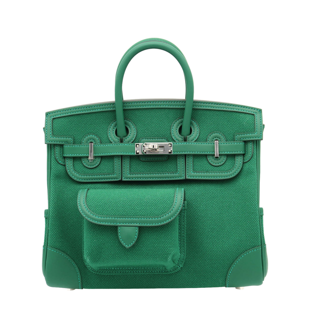 HERMES エルメス バーキン25 カーゴ ヴェールヴェルティゴ トワルアッシュ シルバー金具 K刻印