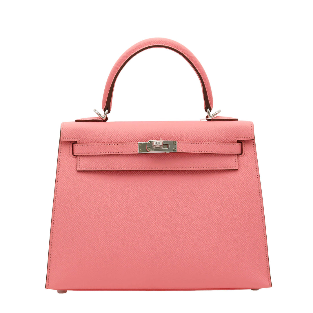 HERMES エルメス ケリー25 外 ローズコンフェッティ エプソン シルバー金具 K刻印