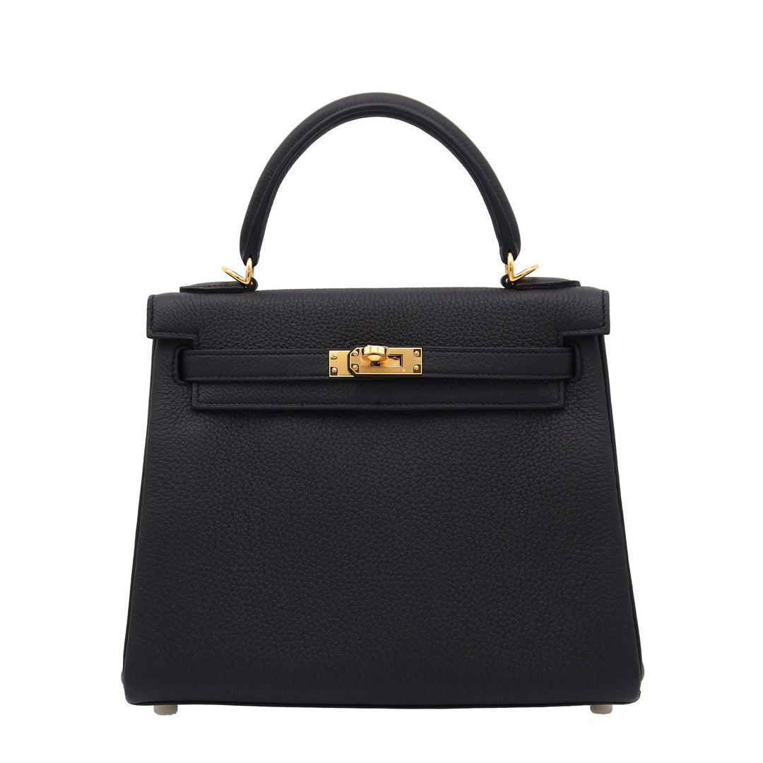 HERMES エルメス ケリー25 ブラック トゴ ゴールド金具 W刻印