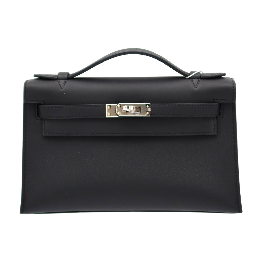 HERMÈS エルメス ポシェットケリー ブラック スイフト シルバー金具 K刻印