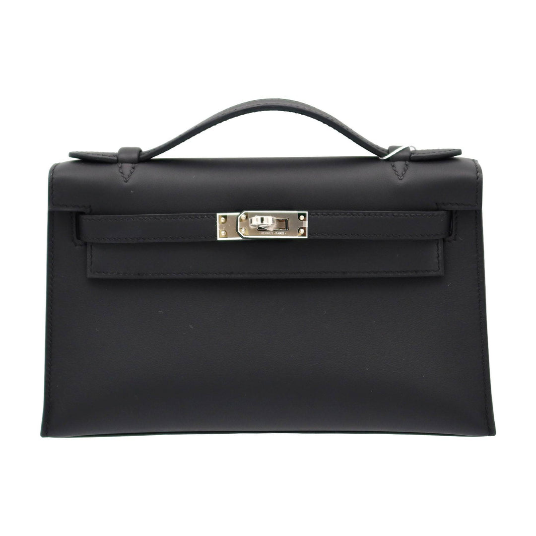 HERMES エルメス ポシェットケリー ブラック スイフト シルバー金具 K刻印