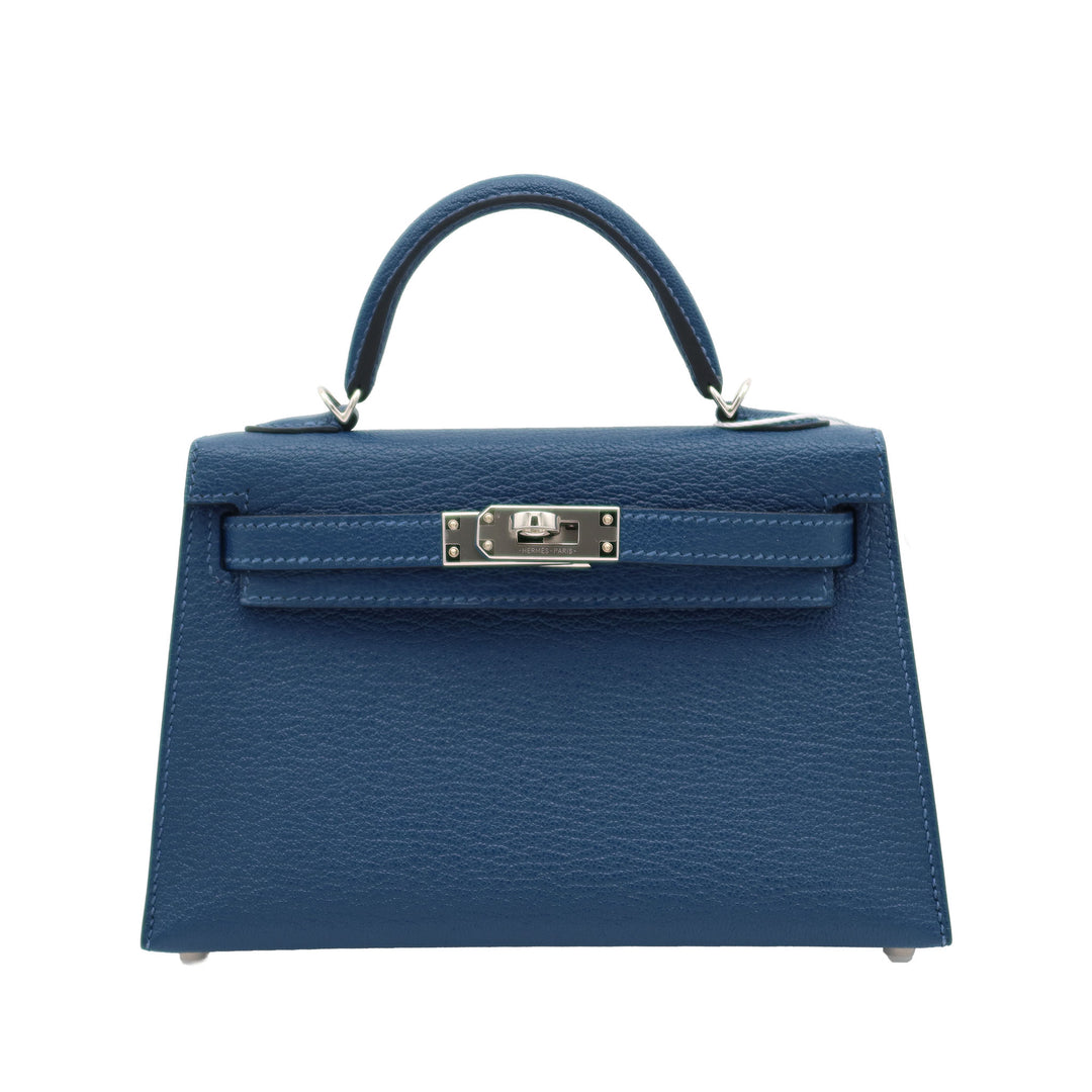 HERMES エルメス ミニケリー ドゥ ディプブルー/オリガノ シェーブルミゾル シルバー金具 U刻印