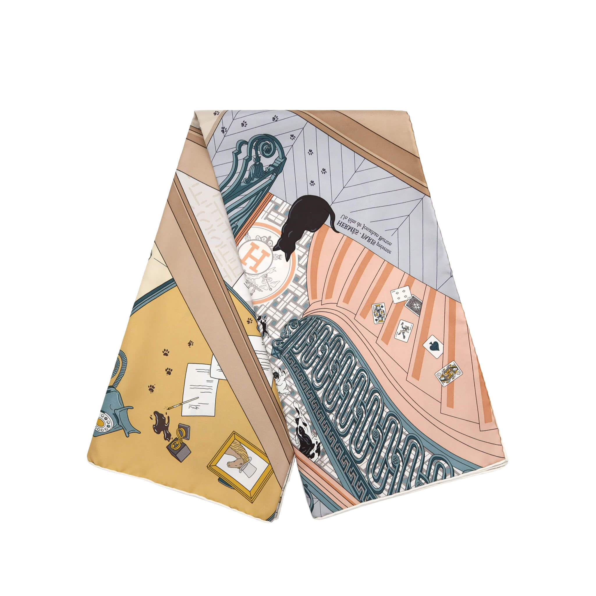 Hermes エルメス カレ90 HERMÈS Carre 90 Mystery at No.24 Mastic Rose Poudre Gris Bleu