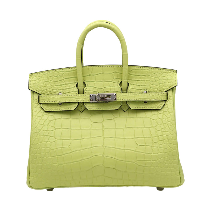 HERMES  エルメス　バーキン25　ジョーヌブルジョン　アリゲーターマット　シルバー金具　U刻印