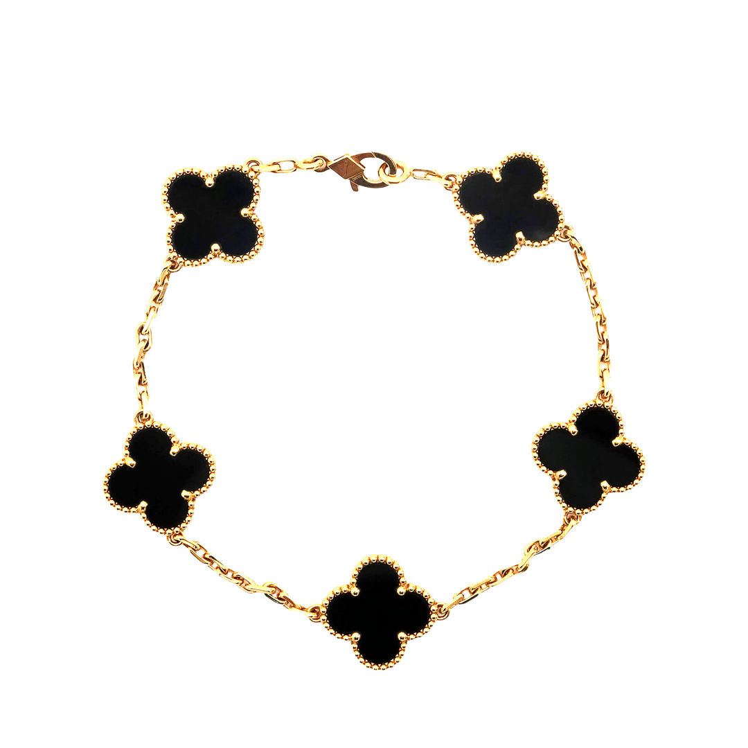 梵克雅寶  復古阿爾罕布拉  手鍊  五元素  18K 金棕色 瑪瑙 - GINZA CELIA