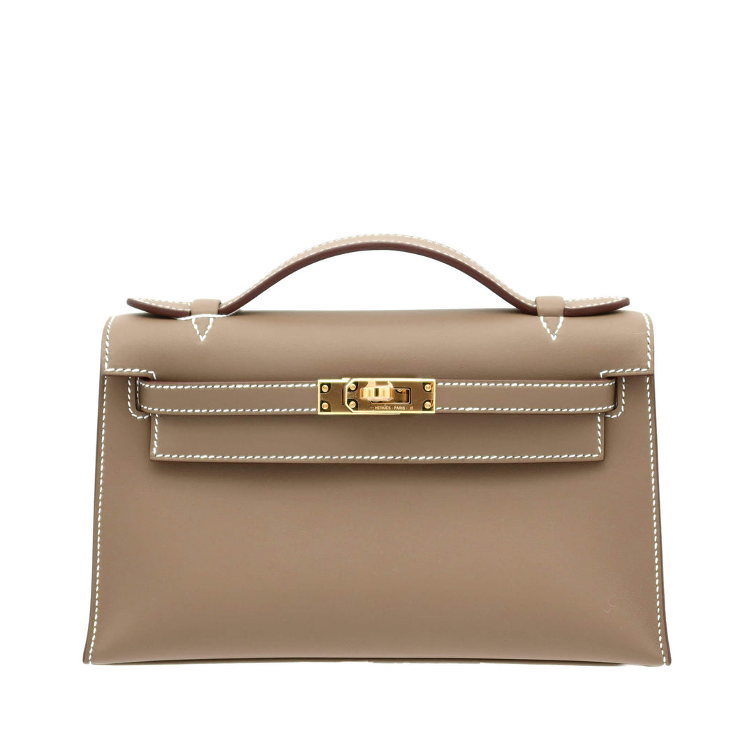 HERMES エルメス   ポシェットケリー　エトゥープ　スイフト　ゴールド金具　W刻印 - GINZA CELIA