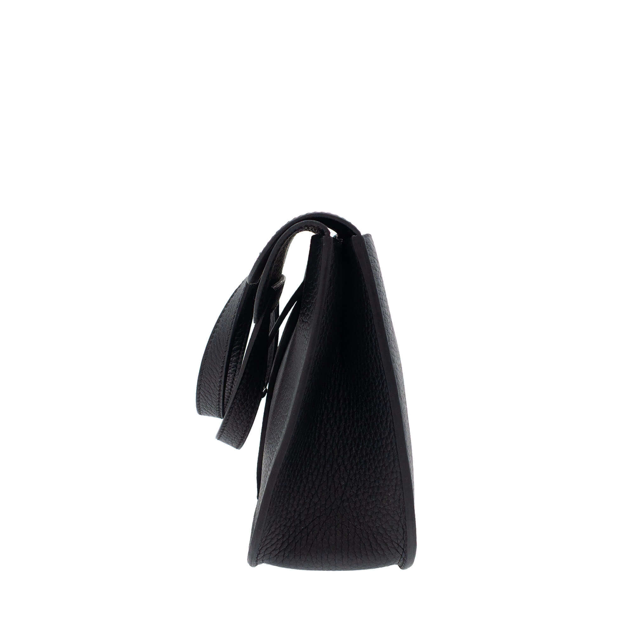 HERMÈS Halzan 25 Black Clemence Palladium Hardware (PHW) Stamp G