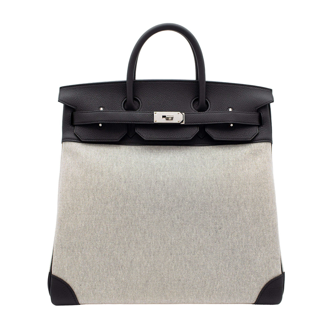 HERMÈS Haut à Courroies HAC 40 黑色 帆布/Togo皮 銀釦 K刻