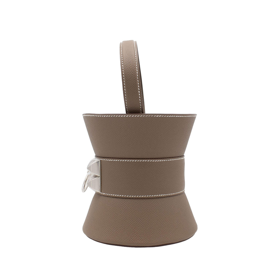 HERMÈS Medor Mini Etoupe Epsom Palladium Hardware (PHW) Stamp W