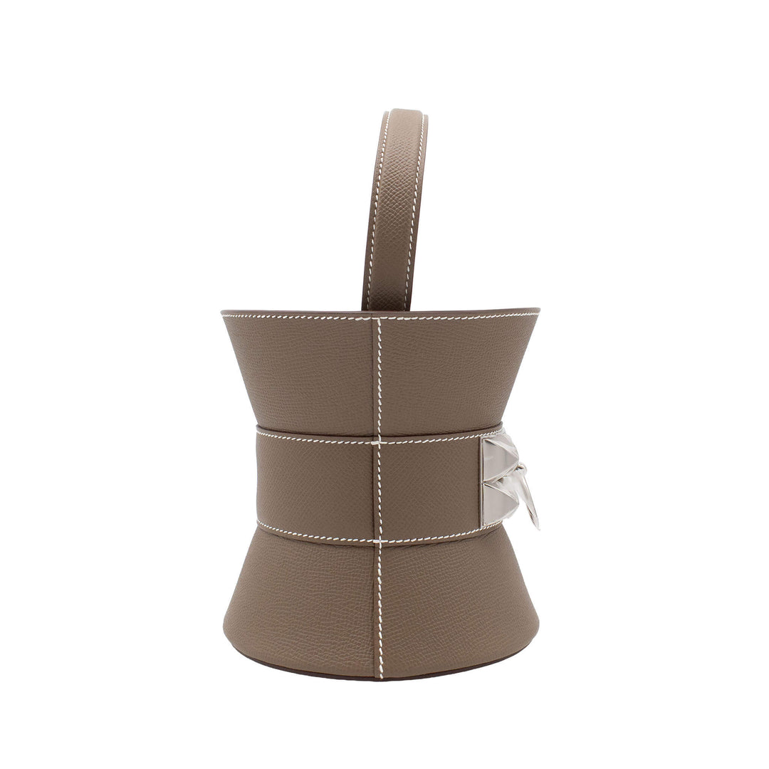 HERMÈS Medor Mini Etoupe Epsom Palladium Hardware (PHW) Stamp W