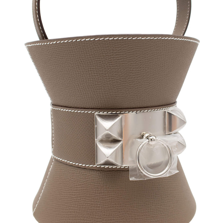 HERMÈS Medor Mini Etoupe Epsom Palladium Hardware (PHW) Stamp W