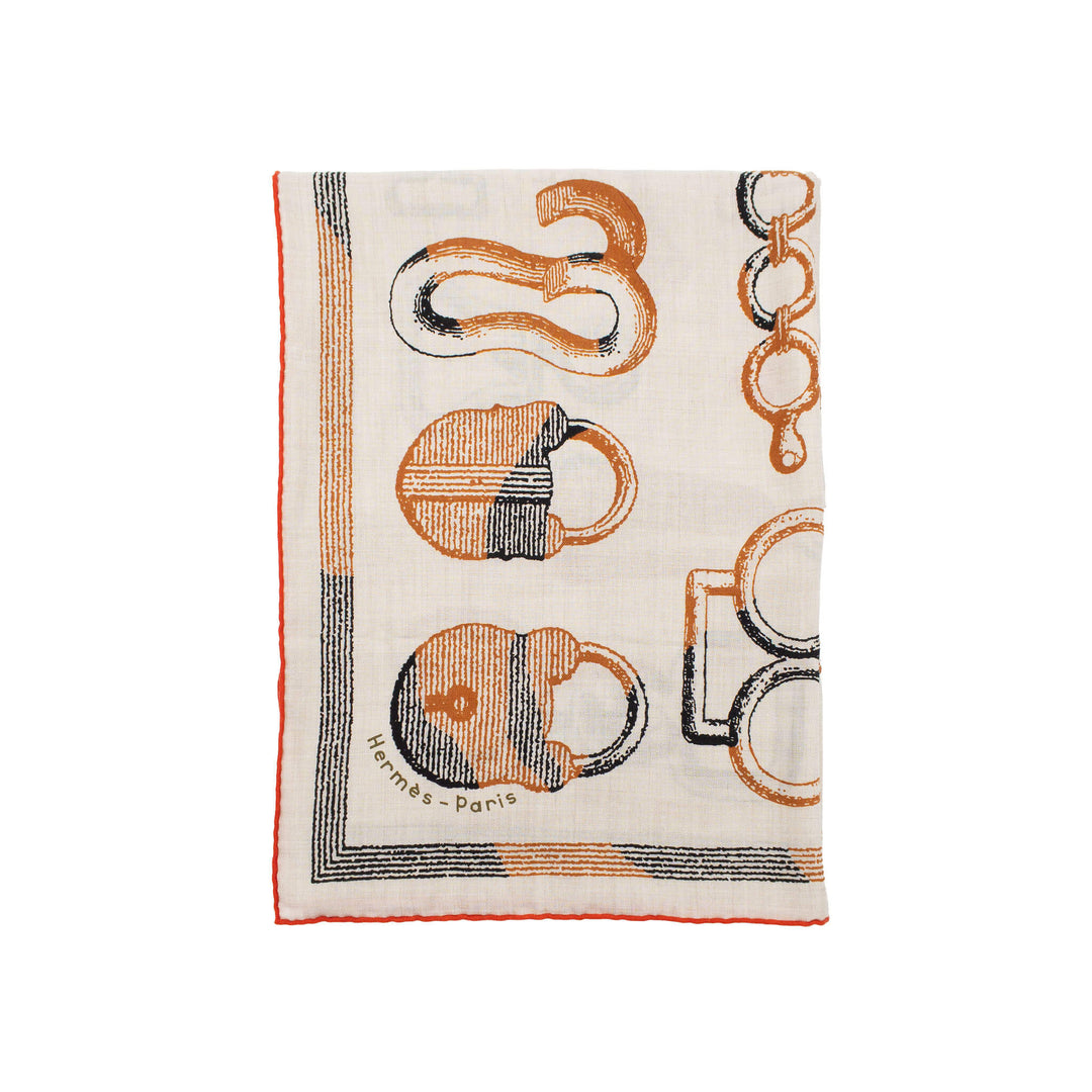 HERMÈS Carre 140 Crème/Orange