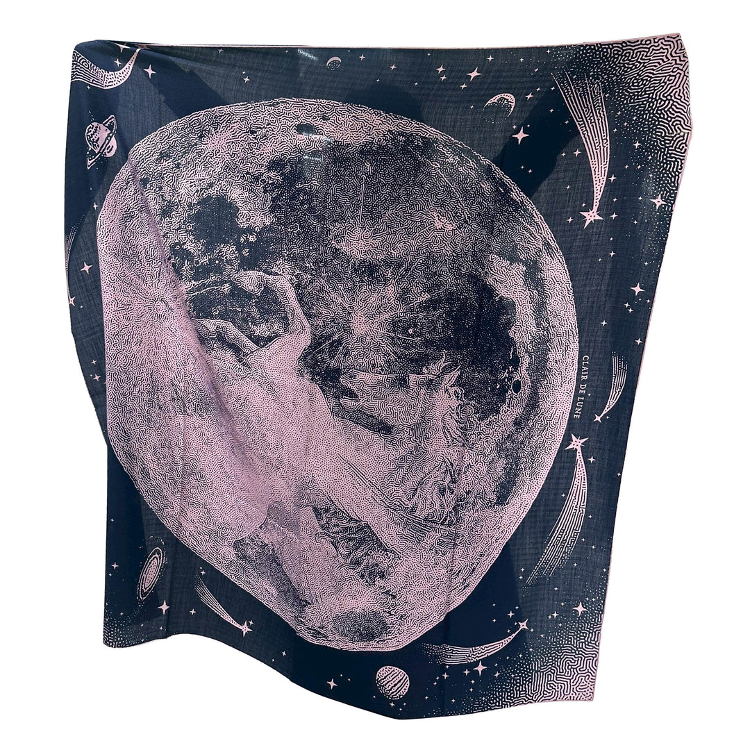 Hermès Carre 140 Géant Clair de Lune Rose Navy Cashmere Silk