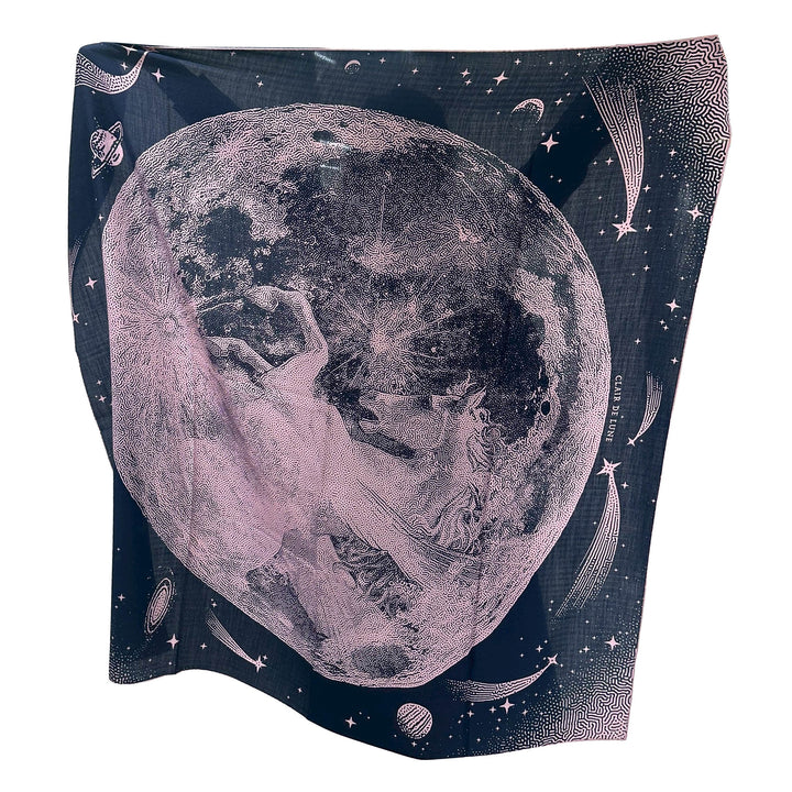 Hermès Carre 140 Géant Clair de Lune Rose Navy Cashmere Silk