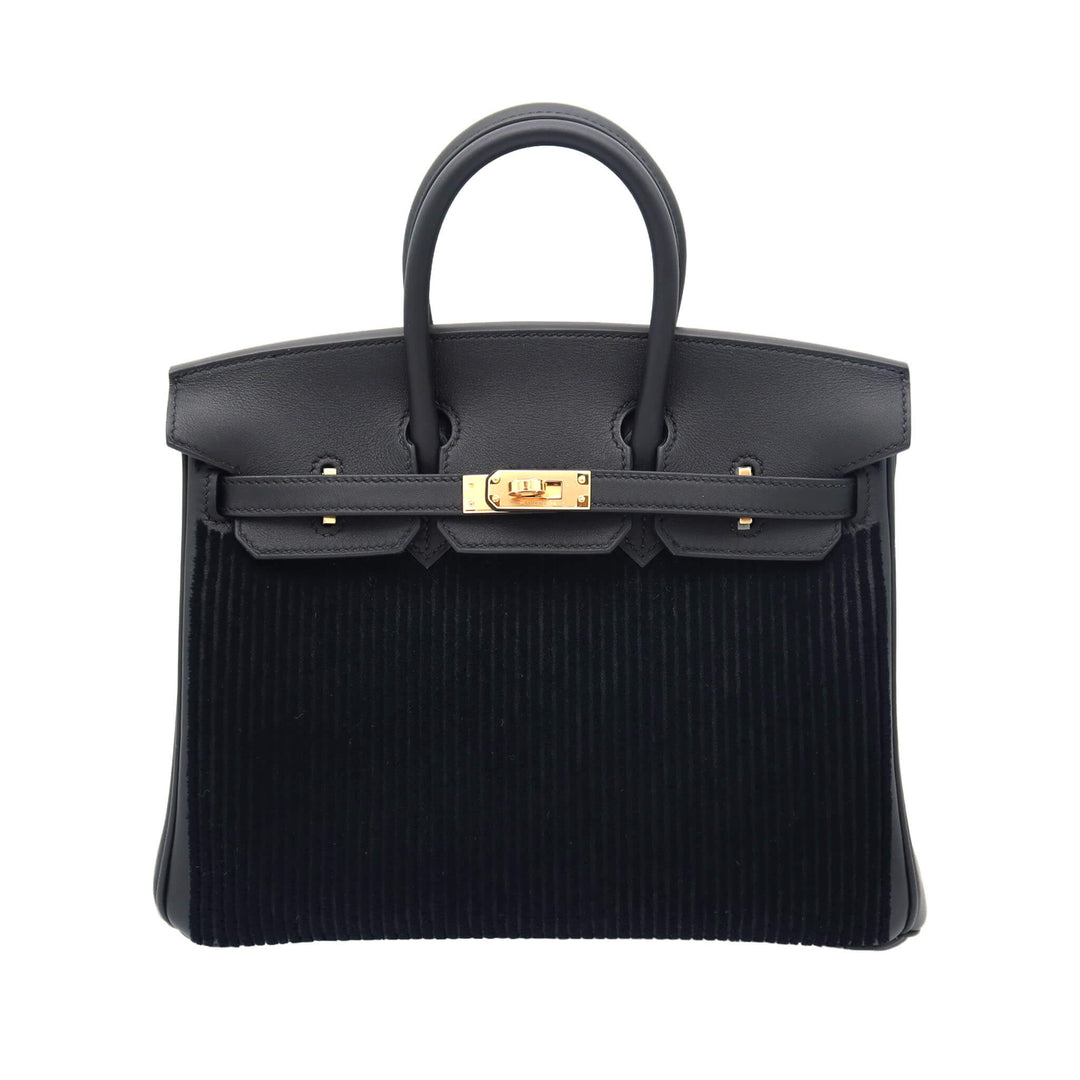 HERMES エルメス バーキン25 コートアコート ブラック スイフト/タフタージュ シャンパンゴールド金具 B刻印