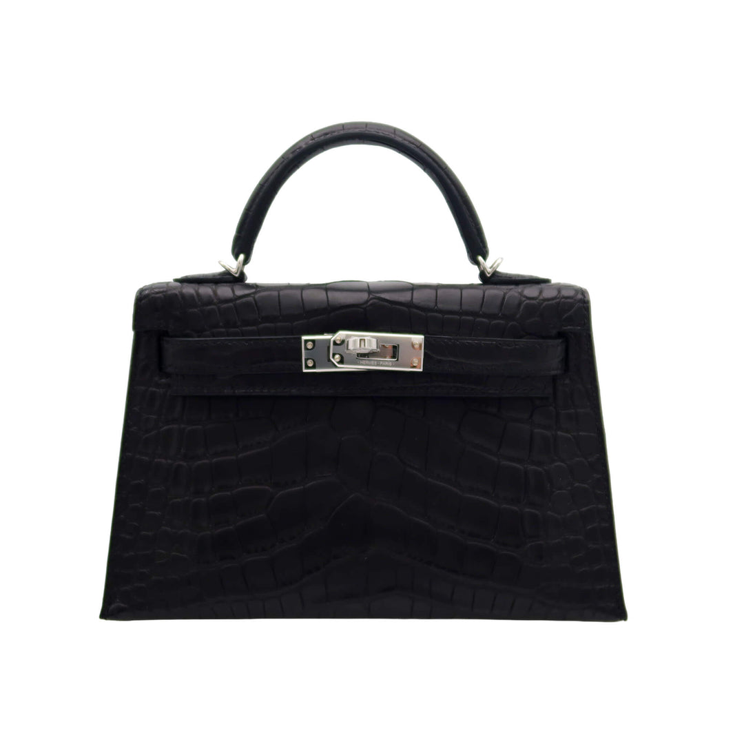 HERMES  エルメス  ミニケリー ドゥ  SPO  ブラック  アリゲーターマット  シルバー金具  K 刻印