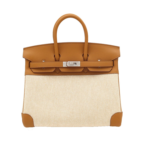 HERMES エルメス バーキン25 セサミ トワルアッシュ/スイフト シルバー