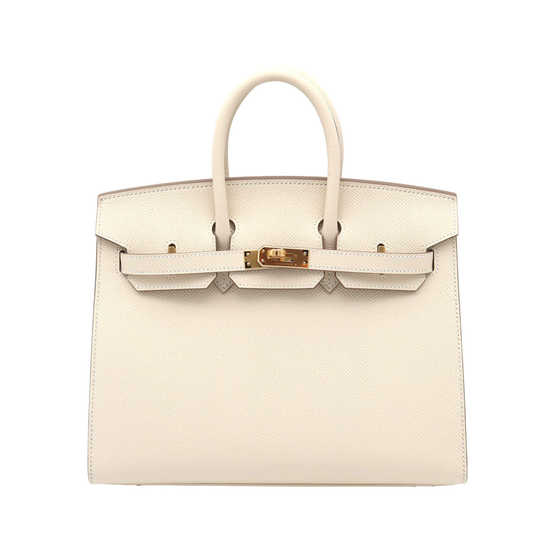 HERMES Birkin 25 Sellier Craie Epsom Gold Hardware W Stamp - GINZA CELIA