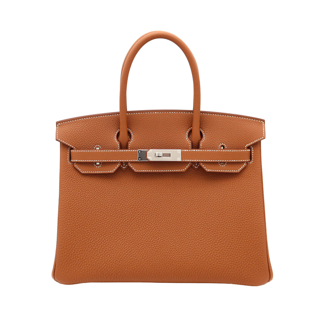 HERMES 愛馬仕 Birkin 30 款 金棕色 Togo皮 銀扣 G 字樣 - GINZA CELIA