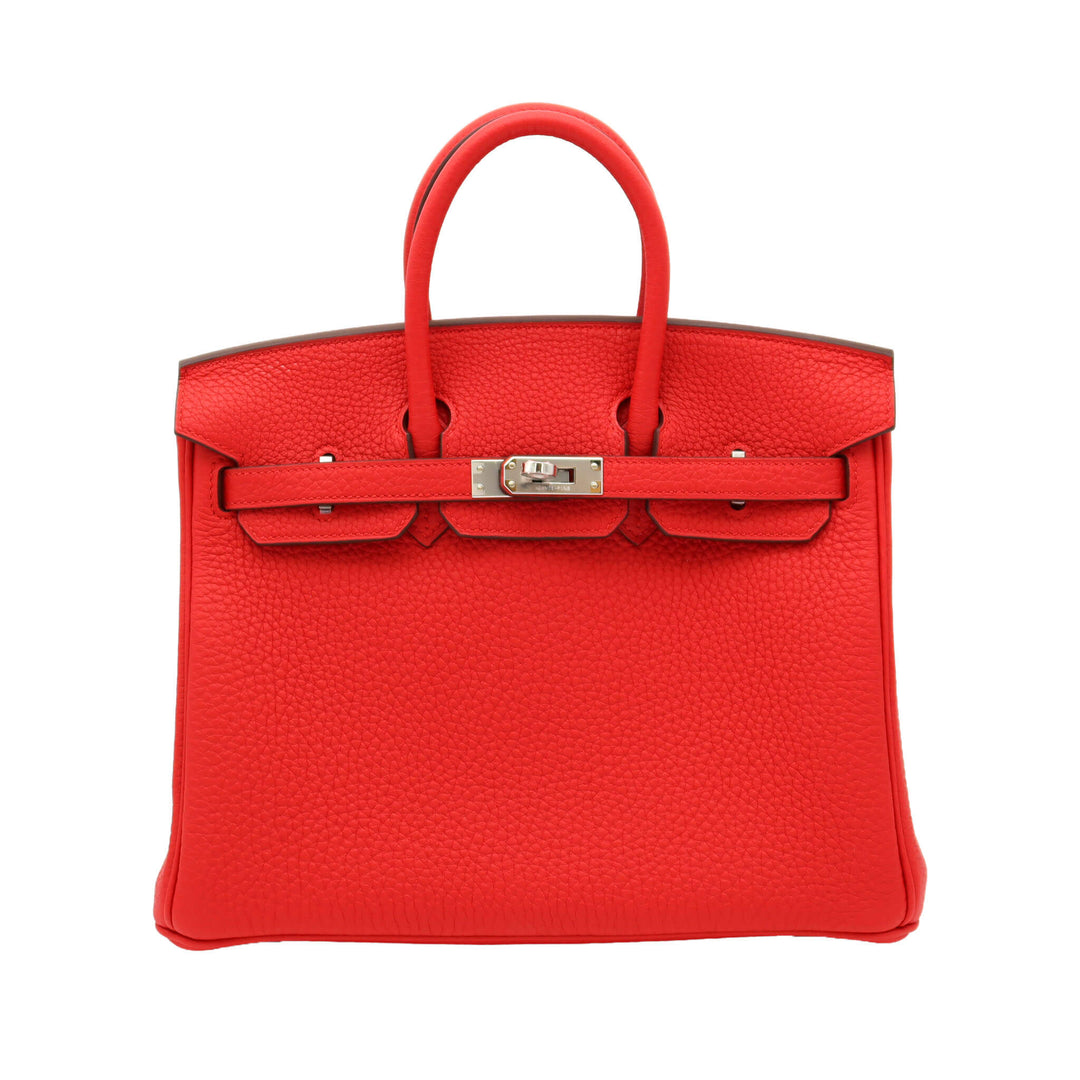 HERMES エルメス バーキン25 ルージュラデュー トゴ シルバー金具 K刻印