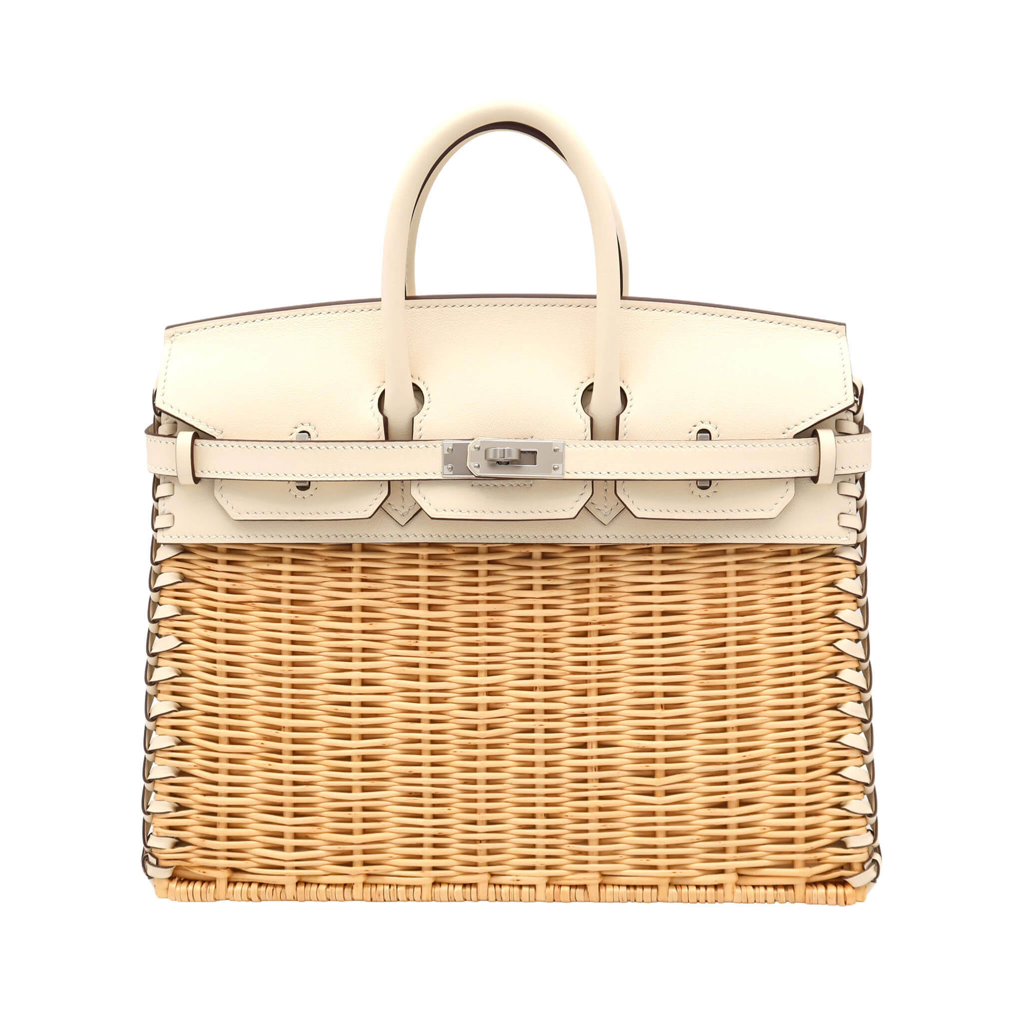 HERMES エルメス バーキン25 ピクニック ナタ スイフト/籐 シルバー