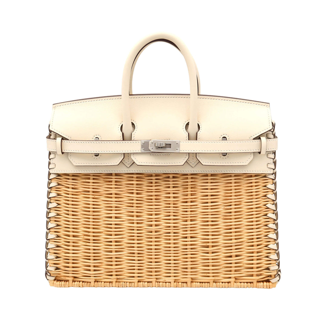 HERMES エルメス バーキン25 ピクニック ナタ スイフト/籐 シルバー金具 U刻印
