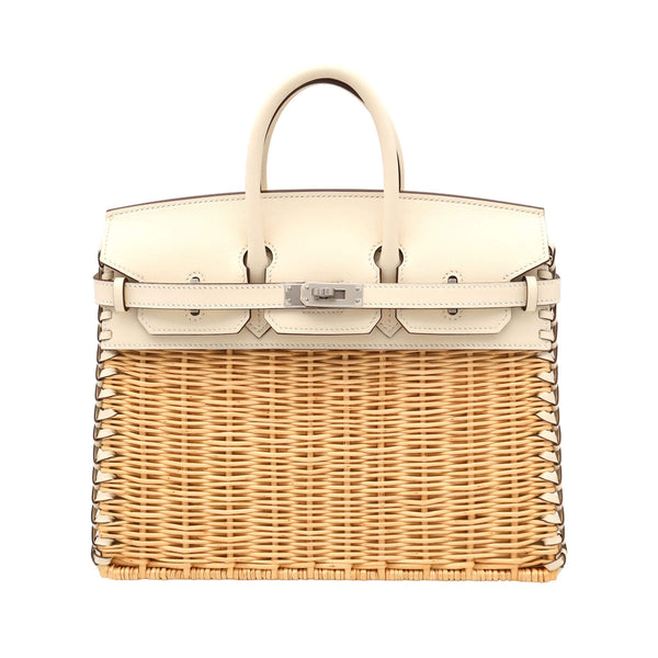 HERMES エルメス バーキン25 ピクニック ナタ スイフト/籐 シルバー
