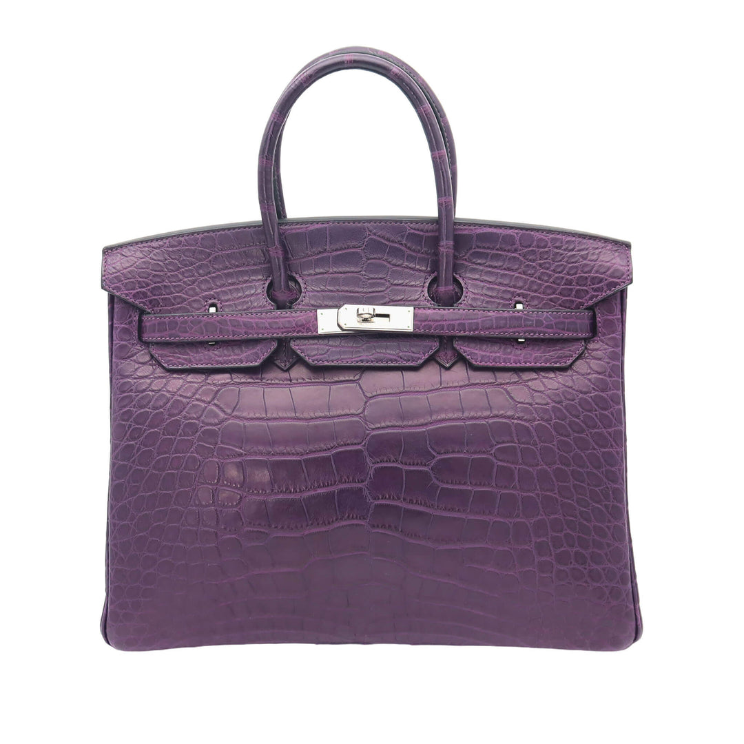 HERMES 愛馬仕 Birkin黑醋栗色 霧面短吻鰐魚皮 銀扣 □M刻 - GINZA CELIA