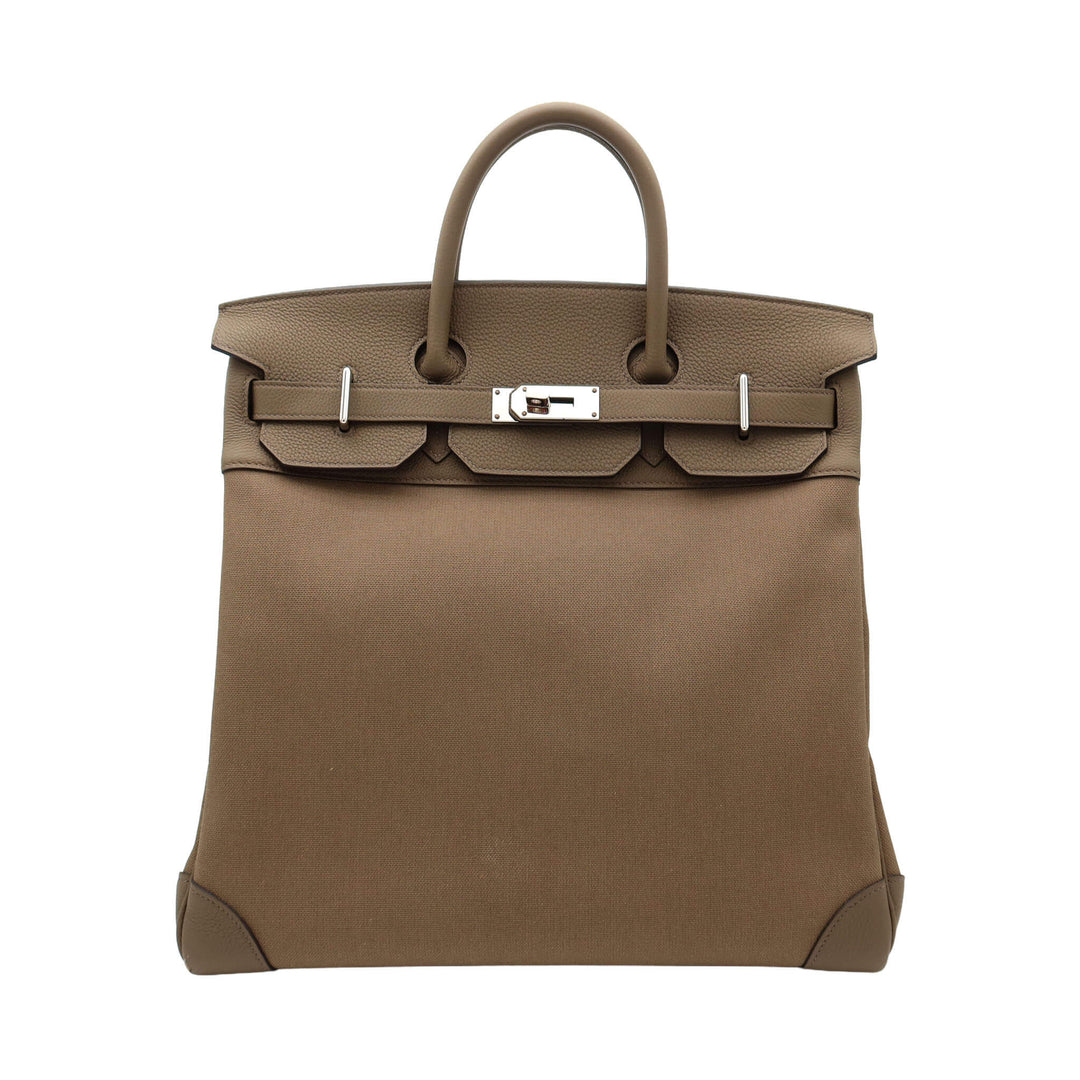 HERMÈS Haut à Courroies HAC 40 Olive Green Toile Camp/Togo Palladium Hardware (PHW) Stamp W