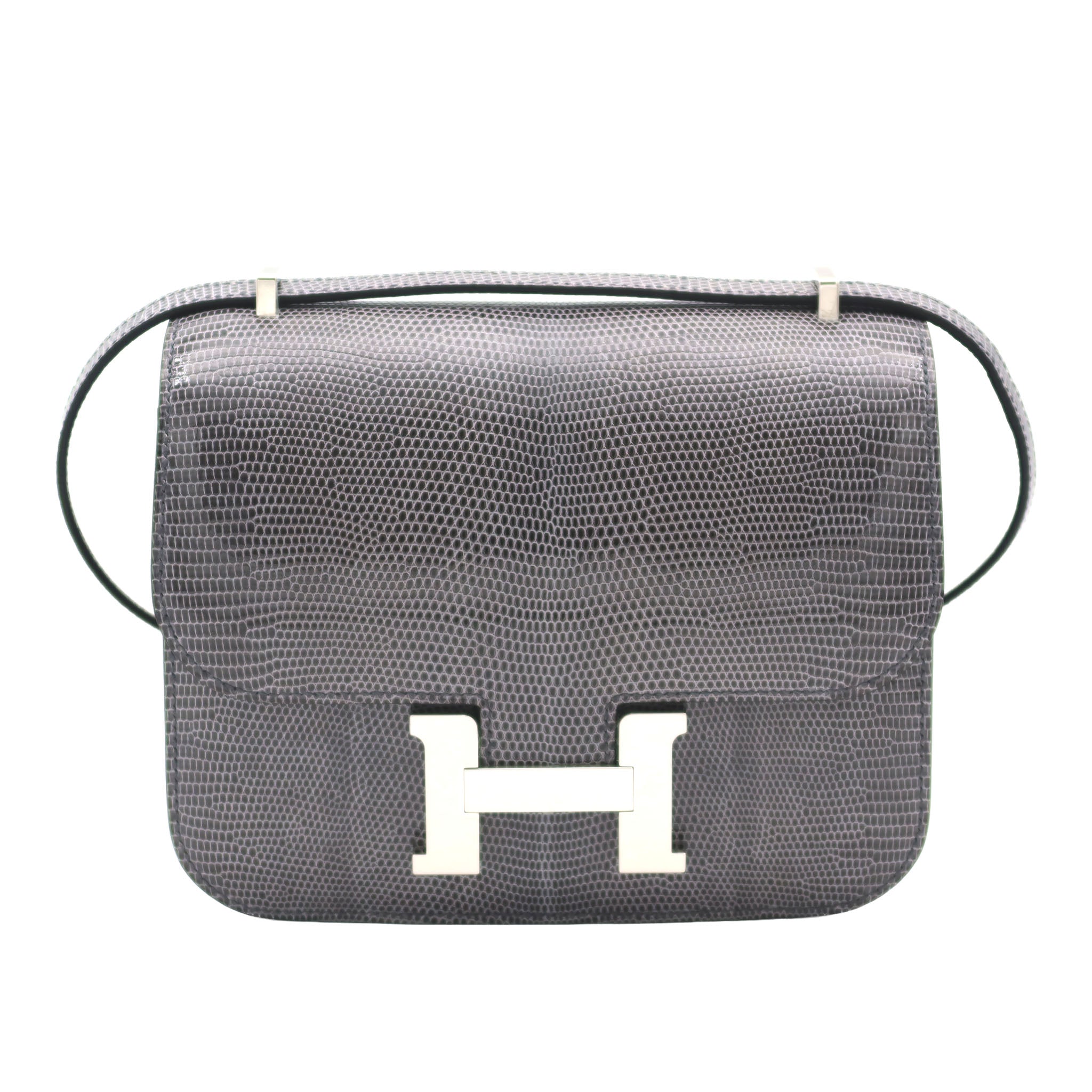 HERMES Constance 19 Ardoise Lizard Leather with Palladium Hardware