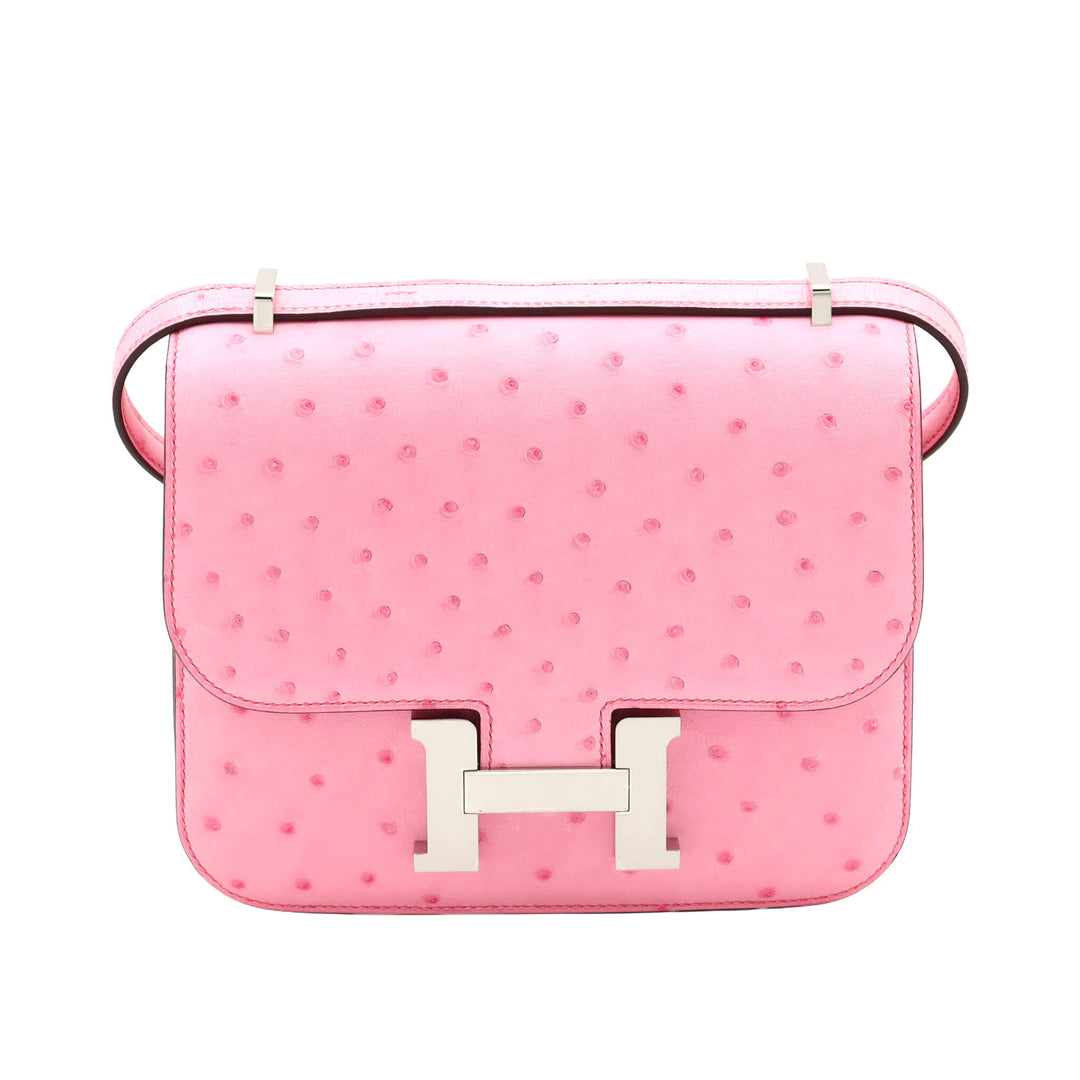 HERMES  エルメス  コンスタンス 19  ミロワール  ローズバブルガム  オーストリッチ  シルバー金具  W 刻印 - GINZA CELIA