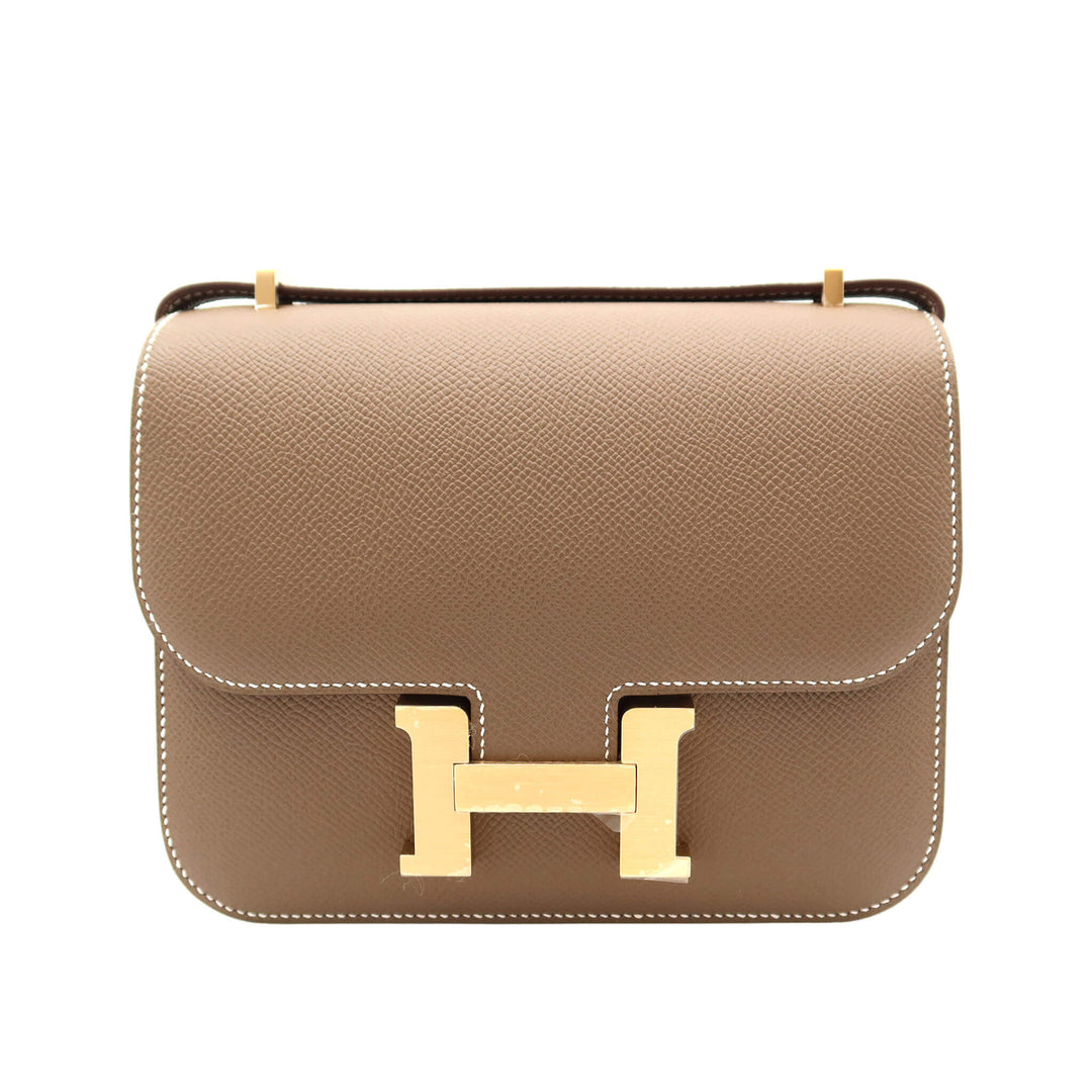 HERMES エルメス コンスタンスミニ ミロワール エトゥープ エプソン マットシャンパンゴールド金具 G刻印 - GINZA CELIA