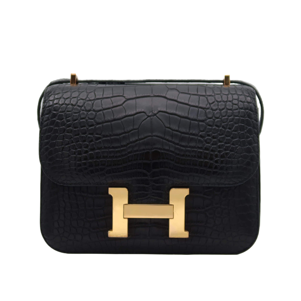 HERMES エルメス コンスタンス18 ブラック アリゲーターマット