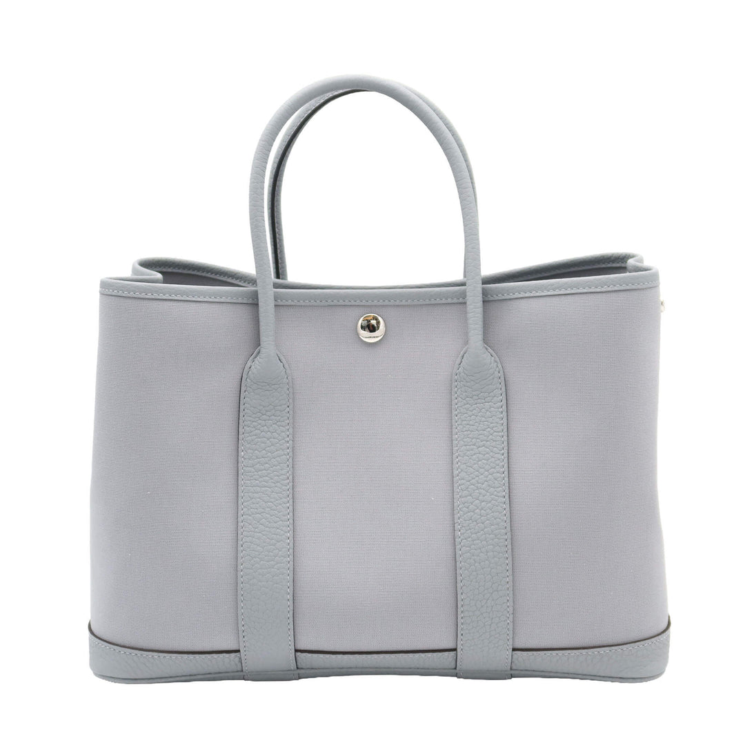 HERMÈS 愛馬仕 Garden Party TPM 冰川藍 銀釦 帆布/TC皮 K刻