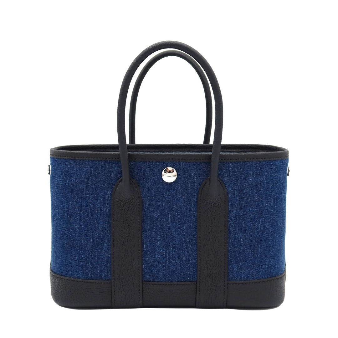 HERMES 愛馬仕 花園派對  Neo Denim 黑色 Negonda皮 帆布 銀扣 K刻 - GINZA CELIA