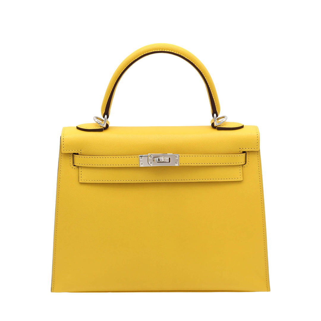 HERMES  エルメス  ケリー25 　ジョーヌナプル　シェーブルシャムキラ　シルバー金具　K刻印
