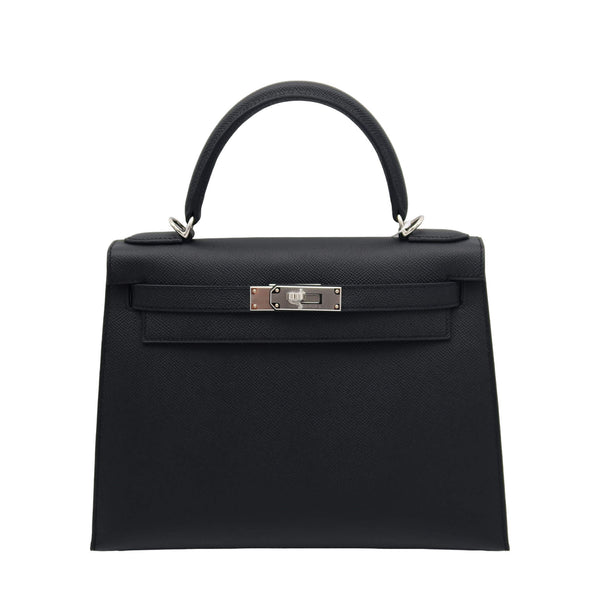 HERMES エルメス ケリー25 セリエ ブラック エプソン シルバー金具 G
