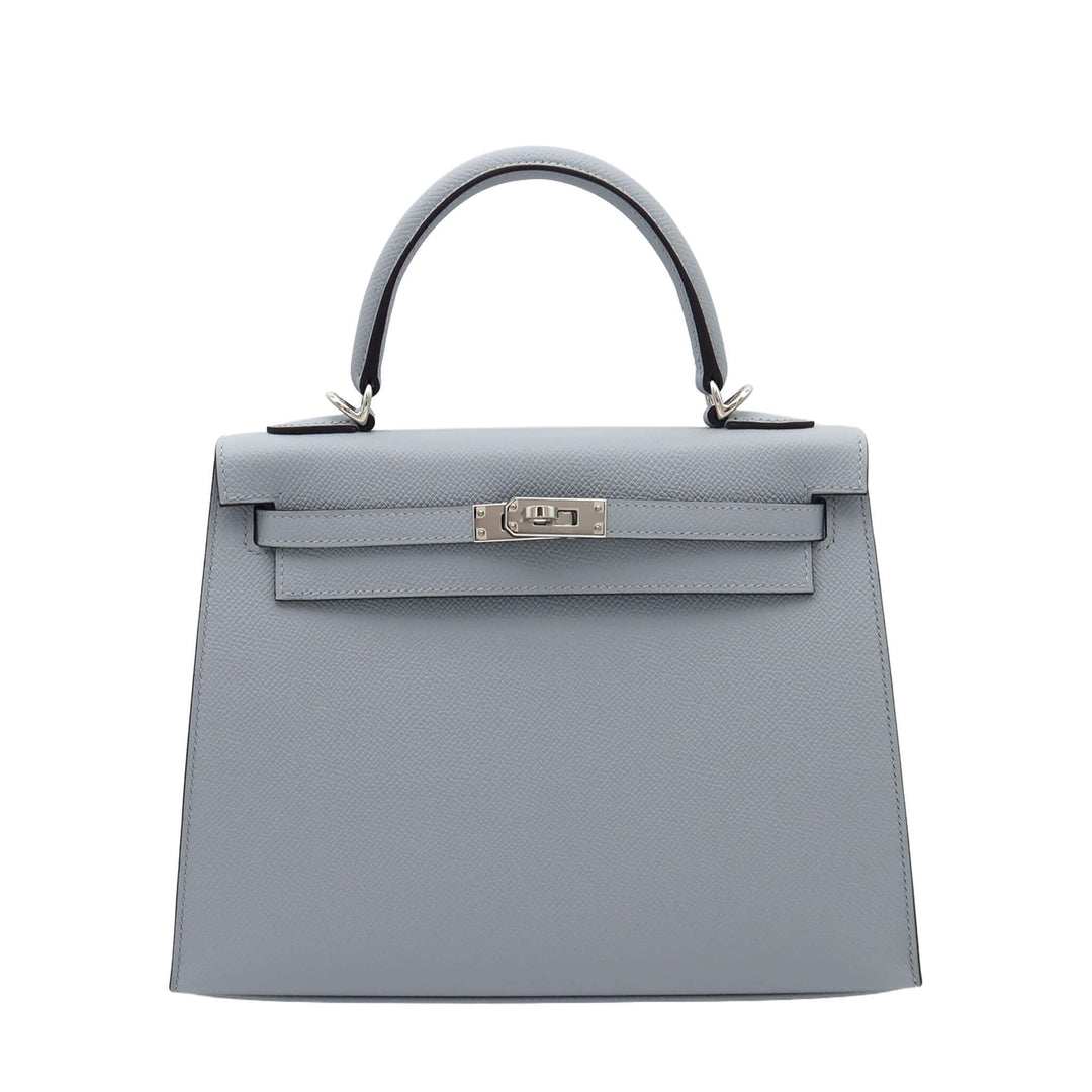 HERMÈS 愛馬仕 Kelly 25 外縫 冰川藍 Epsom皮 銀釦 K刻