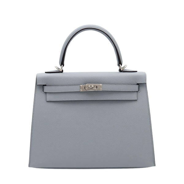 HERMES エルメス ケリー25 セリエ ブルーグラシェ エプソン シルバー