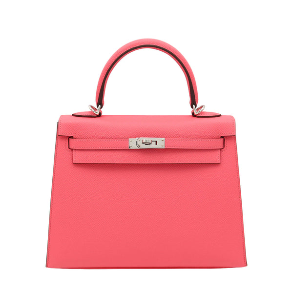 HERMES エルメス ケリー25 ローズアザレ エプソン シルバー金具 K刻印