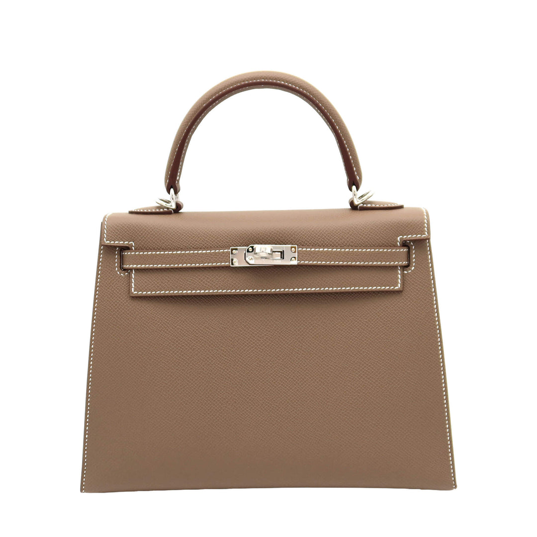 HERMES エルメス ケリー25 セリエ エトゥープ エプソン シルバー金具 K刻印 - GINZA CELIA