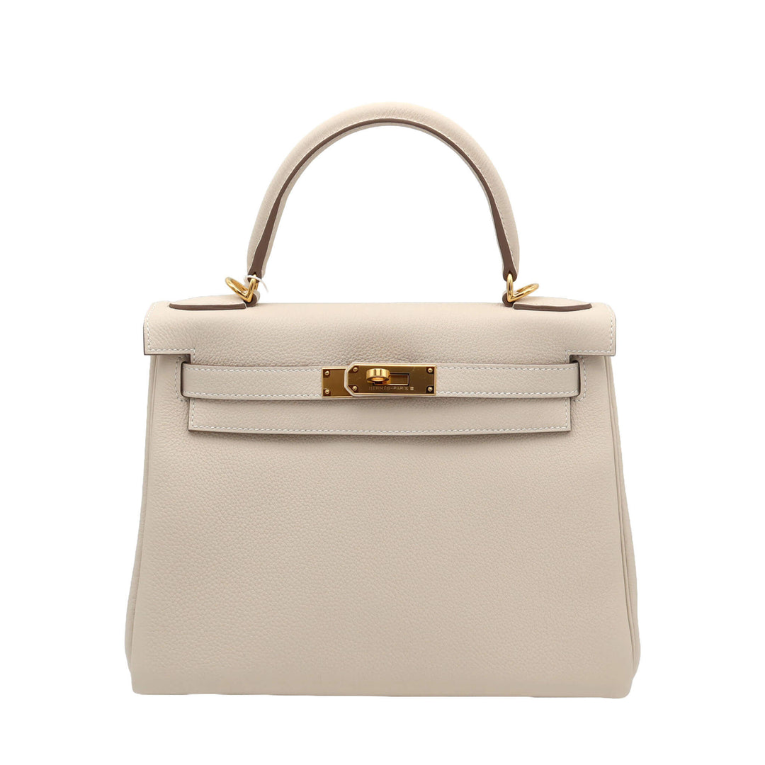 HERMÈS Kelly 28 Craie Togo Gold Hardware (GHW) Stamp K