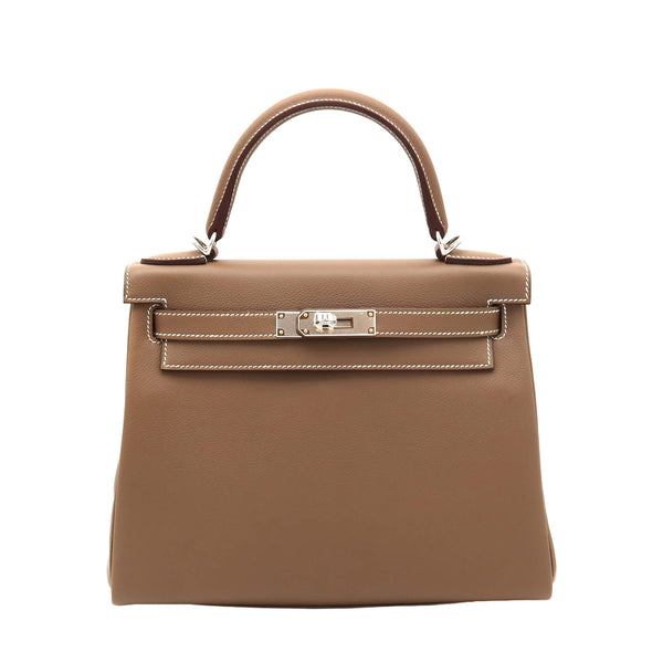 HERMES エルメス ケリー28 エトゥープ エバーカラー シルバー金具 G