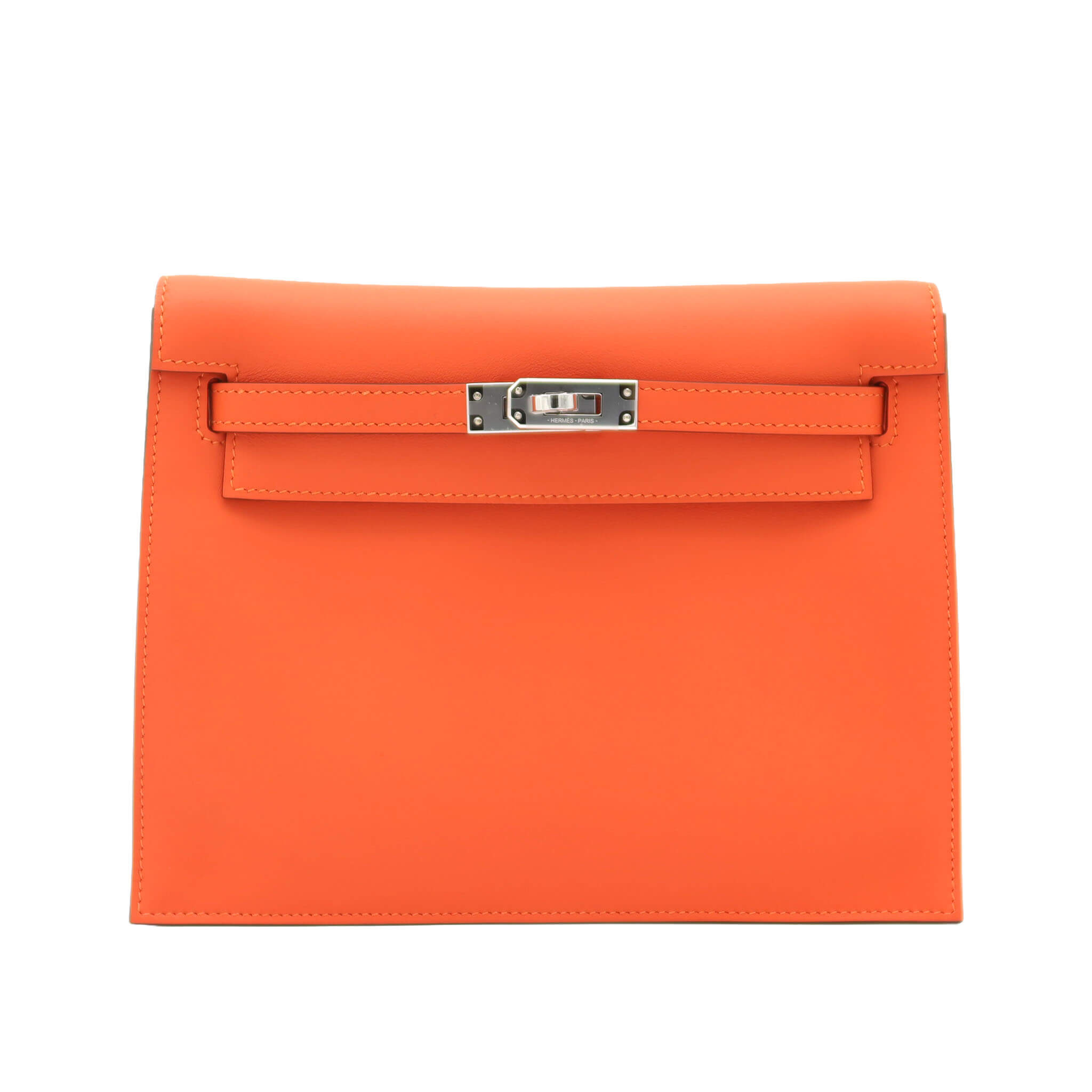 Kelly Dance Orange Poppy Swift Silver Hardware K Stamp Brand New