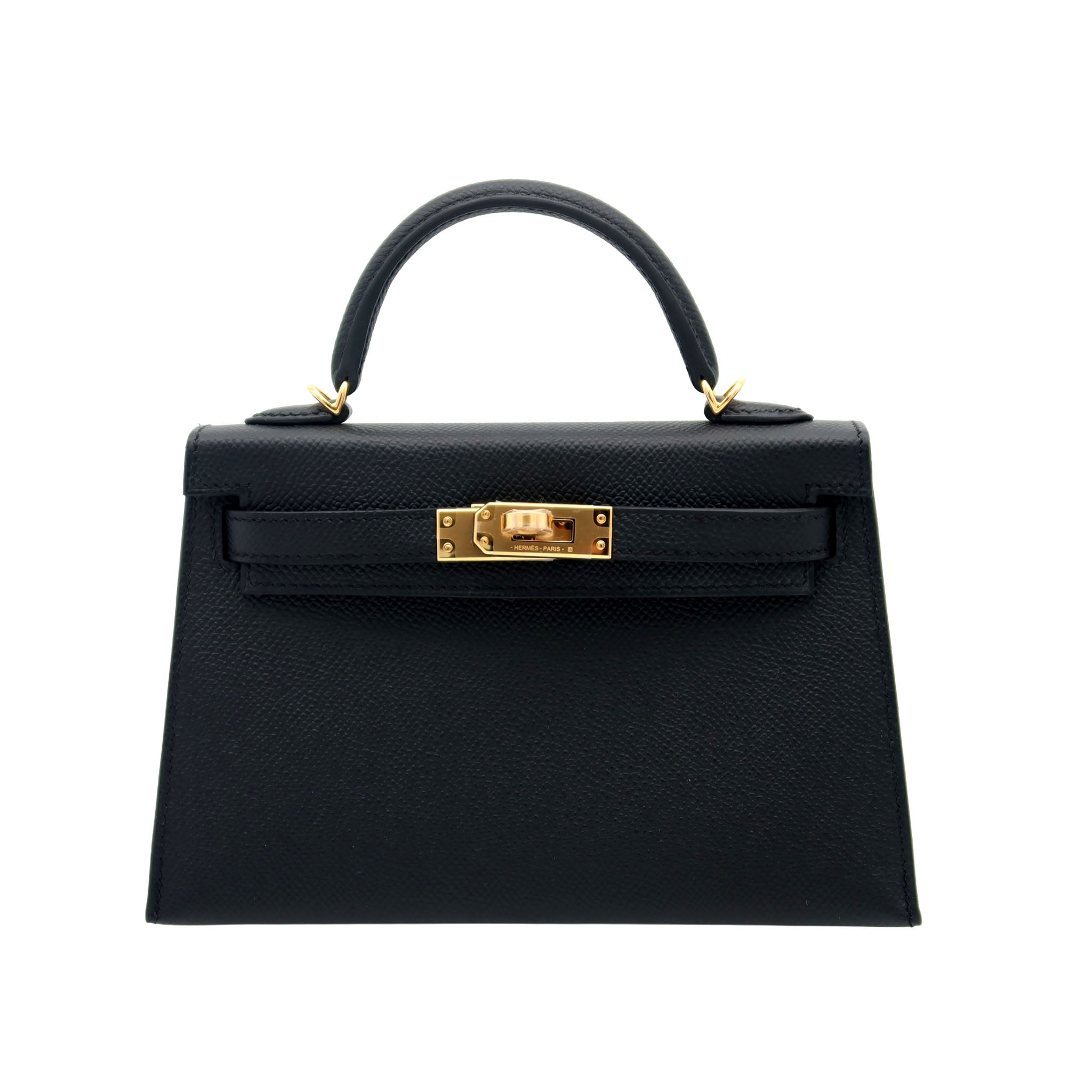 HERMES エルメス ミニケリー ドゥ ブラック エプソン ゴールド金具 G 刻印