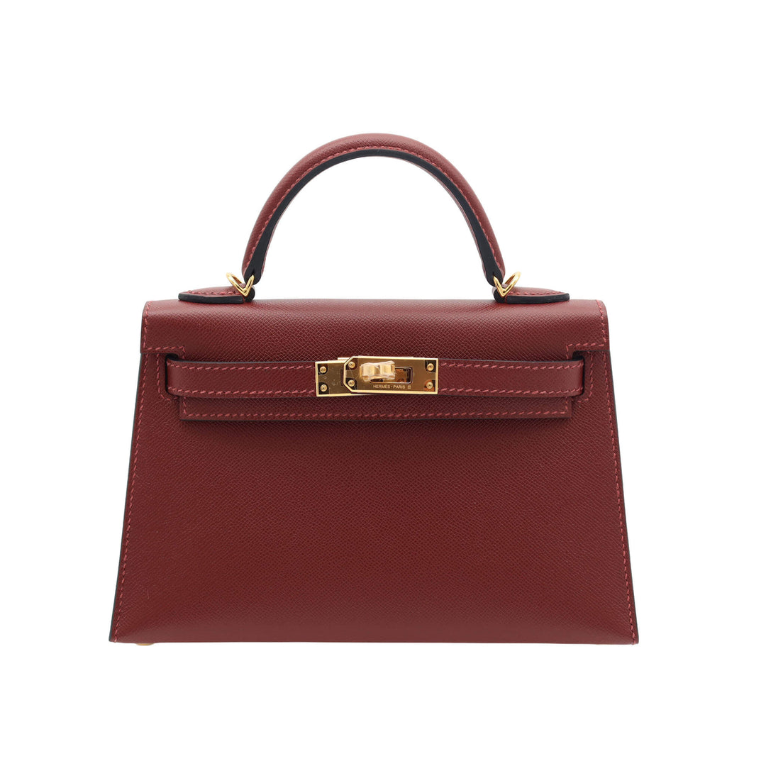 HERMES  エルメス  ミニケリー　ドゥ　ルージュアッシュ　ヴォーマダム　ゴールド金具　G刻印