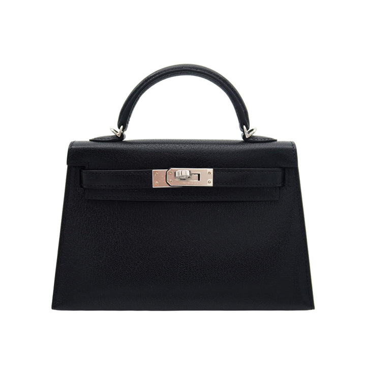 HERMES エルメス ミニケリー ドゥ クルーテ・ドゥ・クール ブラック シェーブルシャムキラ シルバー金具 G刻印